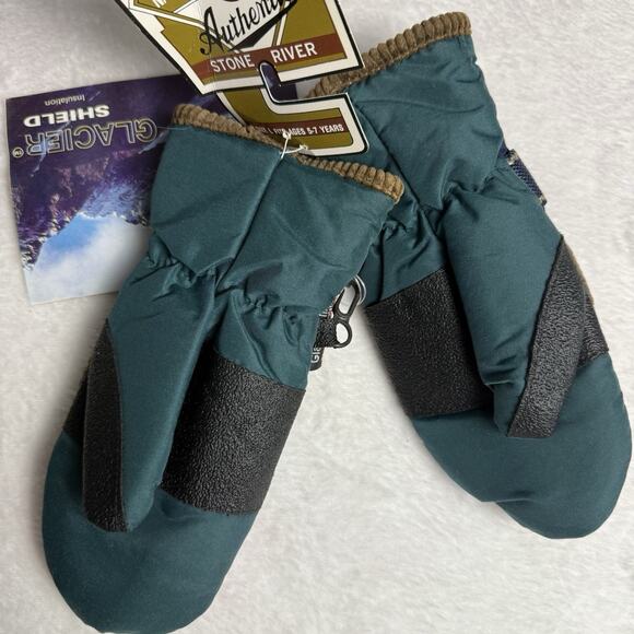 Vtg 90s Color Block Lined Insulated Winter Mittens Kids Youth Large Retro Ski - Picture 2 of 3